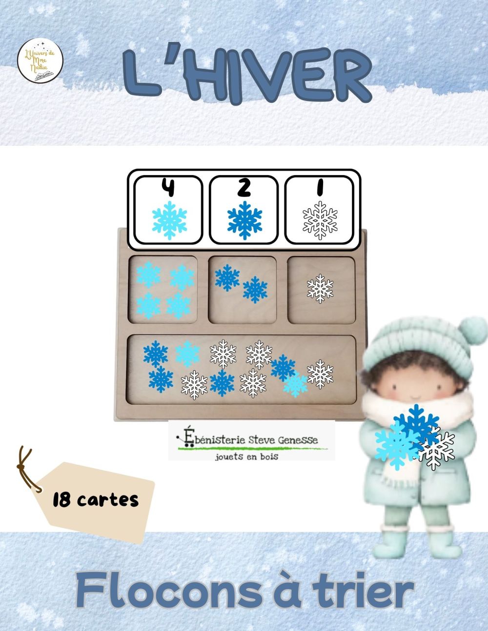 Plateau de tri à 3 compartiments - Flocons à trier