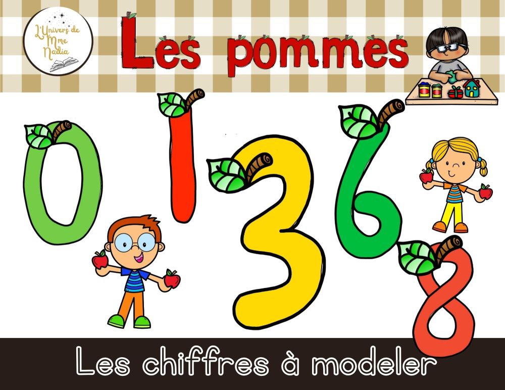 Les chiffres à modeler - Thème des pommes