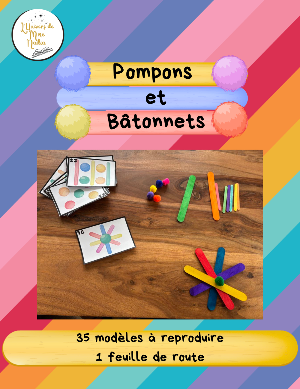 Pompons et bâtonnets - Modèle à reproduire
