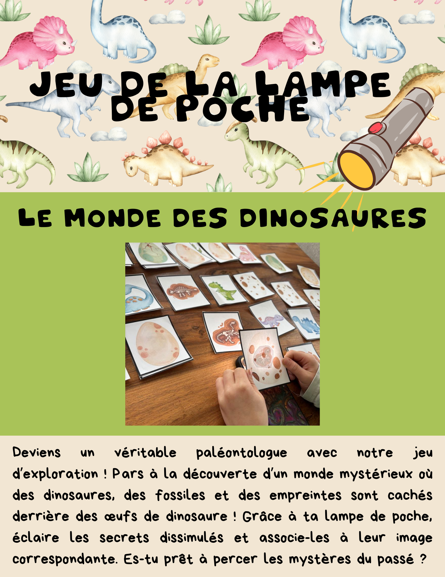 Jeu de la lampe de poche - Le monde des dinosaures