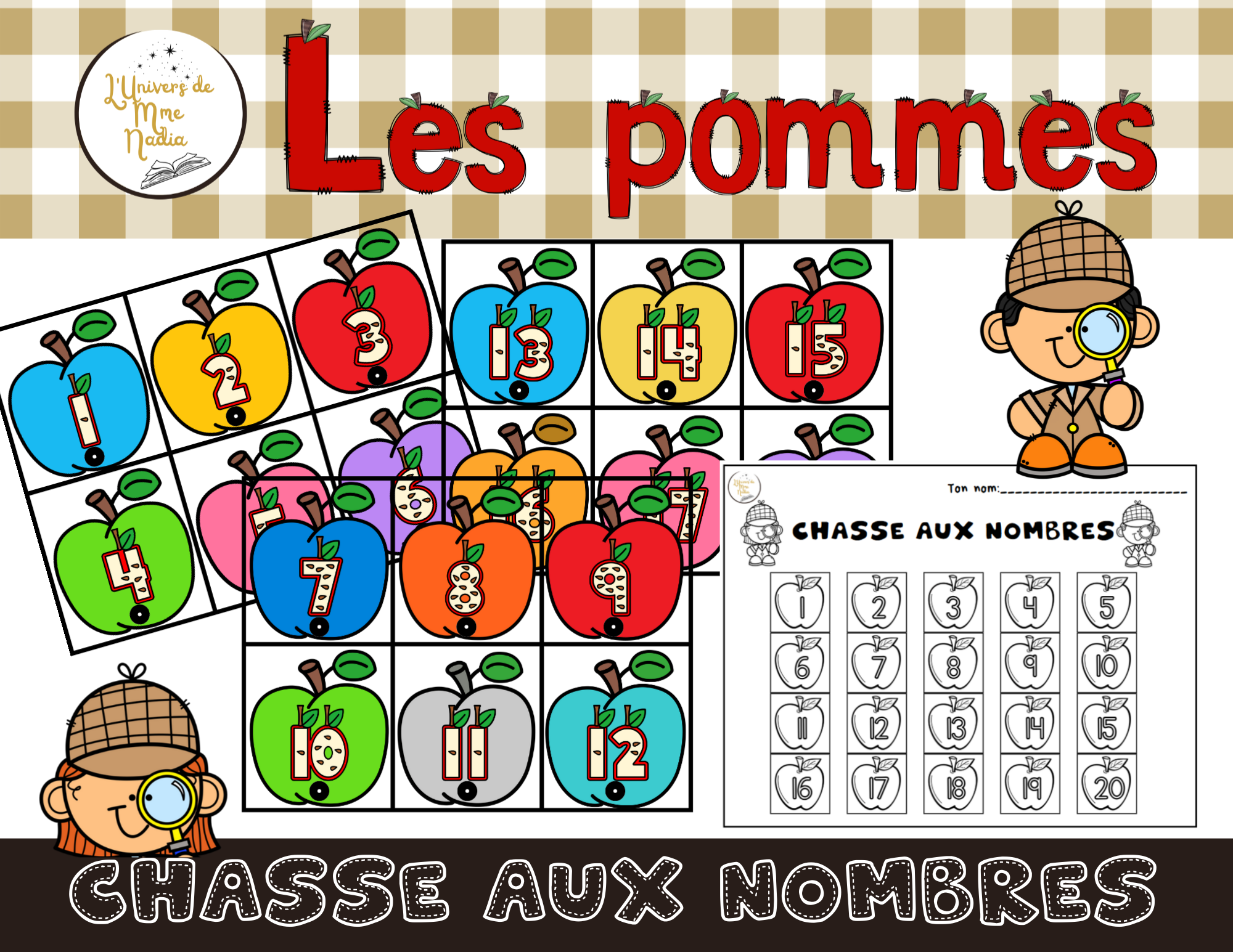 Chasse aux nombres - Thème des pommes
