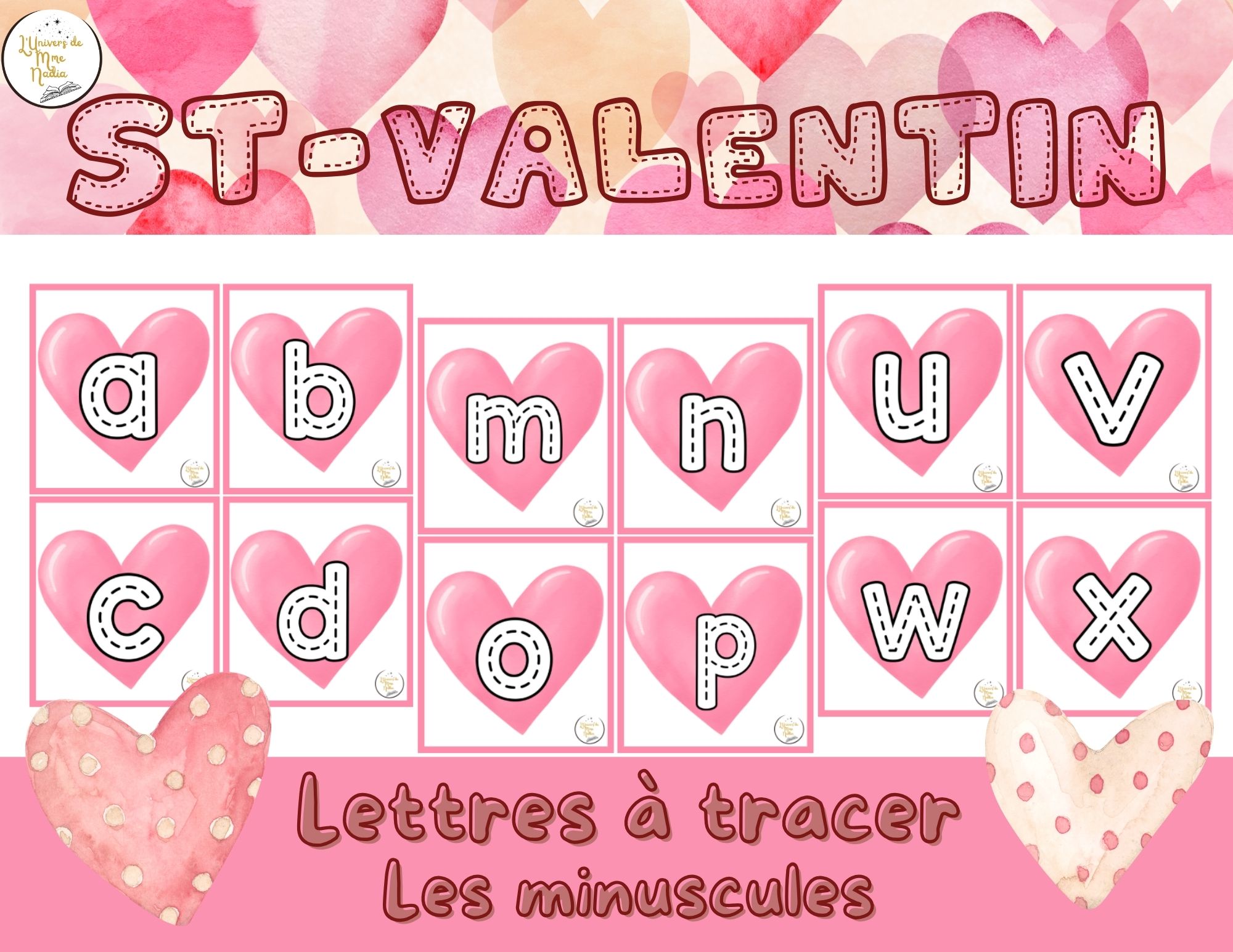 Lettres minuscules à tracer - Saint-Valentin