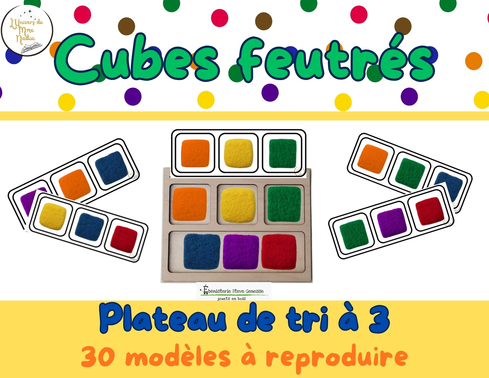 Cubes feutrés - Plateau de tri à 3