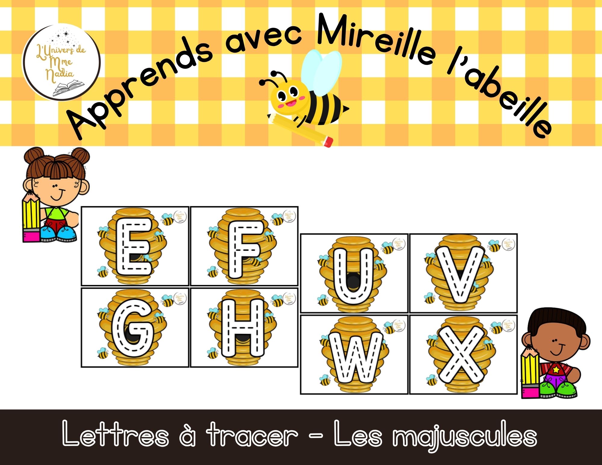 Apprends avec Mireille l'abeille - Les majuscules à tracer