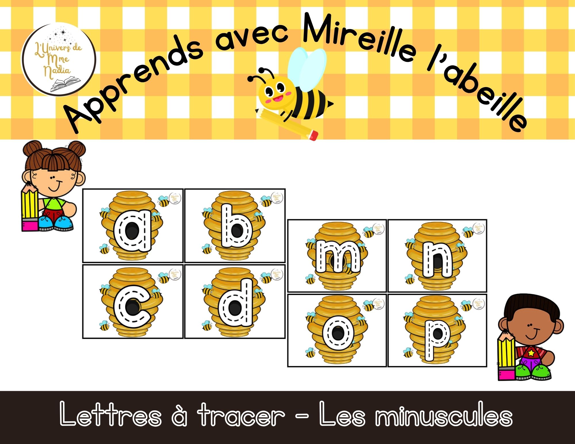 Apprends avec Mireille l'abeille - Les minuscules à tracer