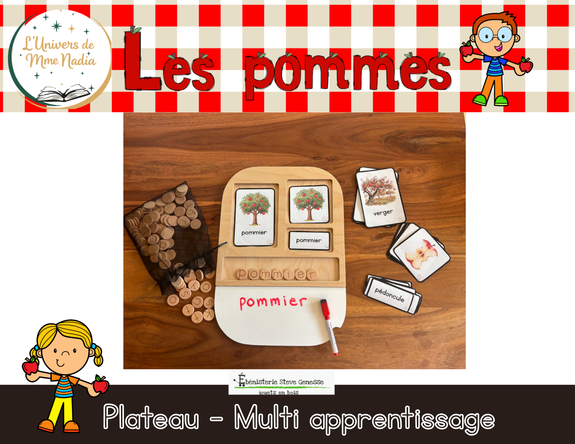 Plateau - Multi apprentissage - Les pommes