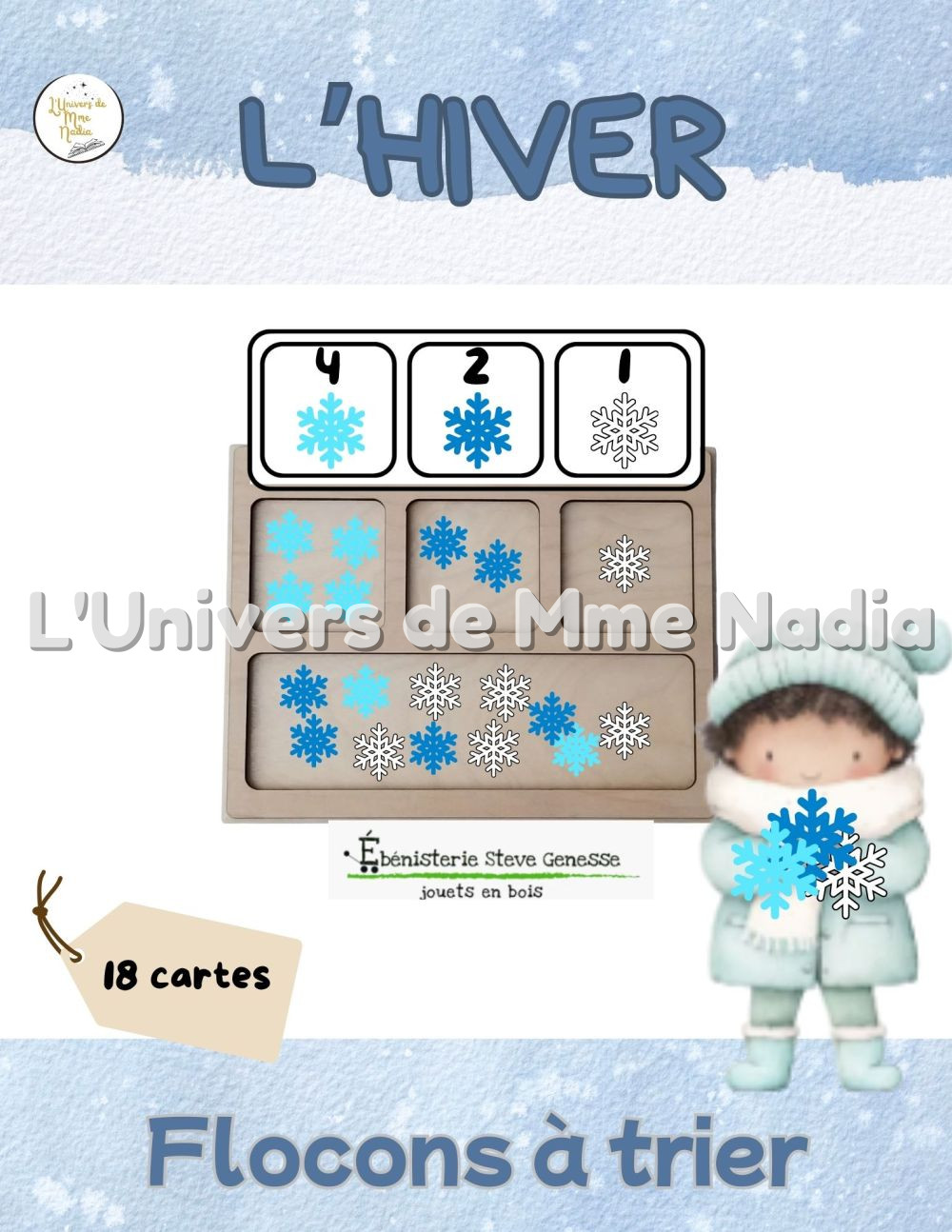 Plateau de tri à 3 compartiments - Flocons à trier