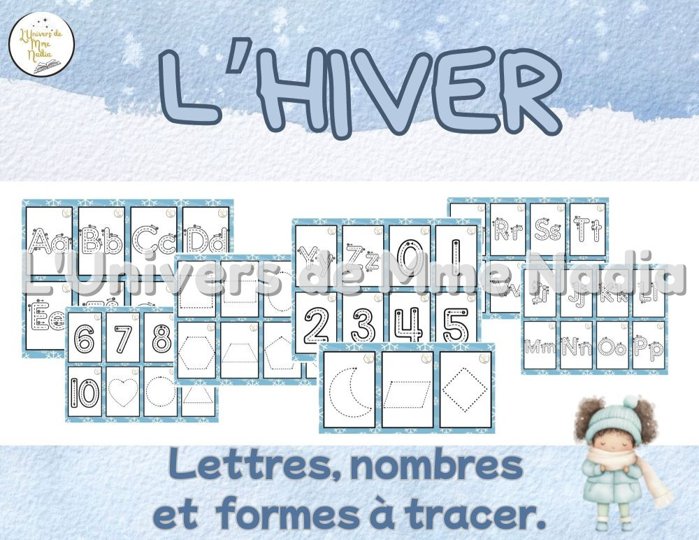 Lettres, nombres et formes à tracer - Hiver