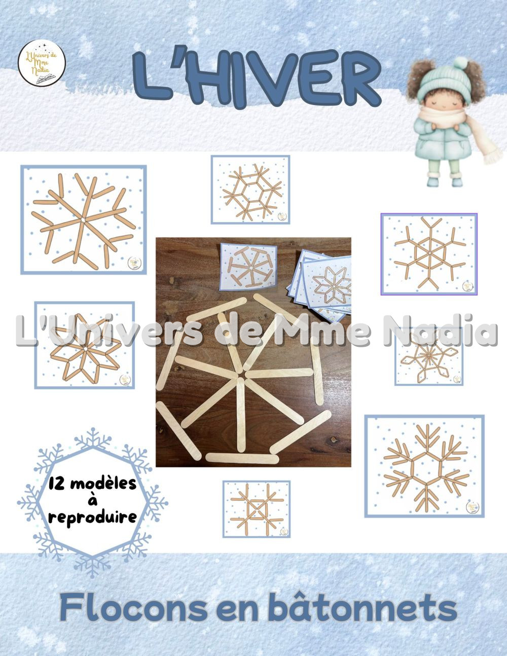 Flocons de neige en bâtonnets