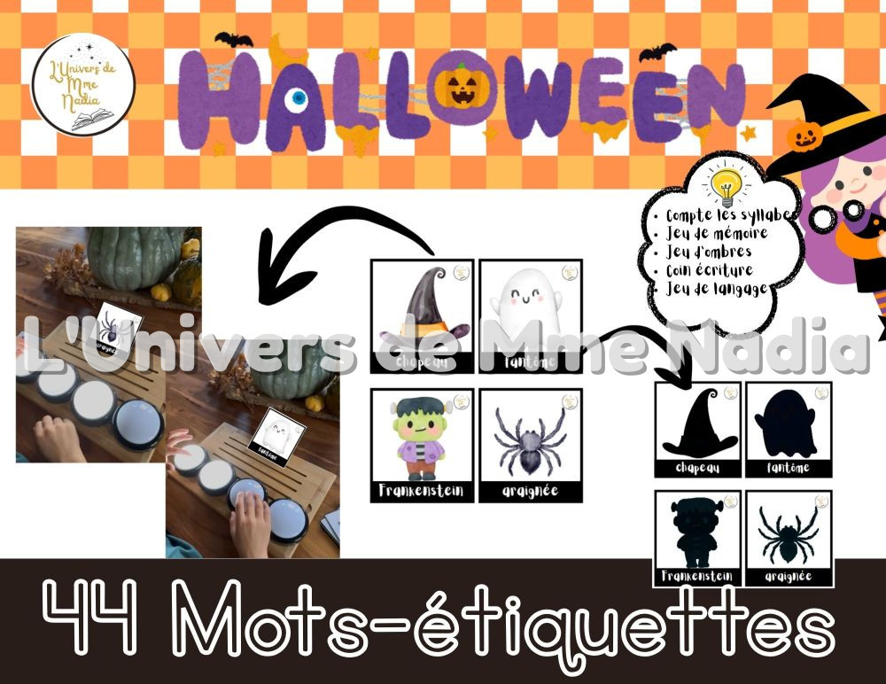 Halloween - Mots-étiquettes et ombres