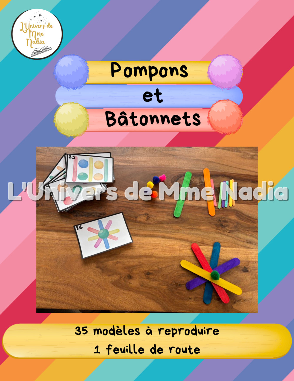 Pompons et bâtonnets - Modèle à reproduire