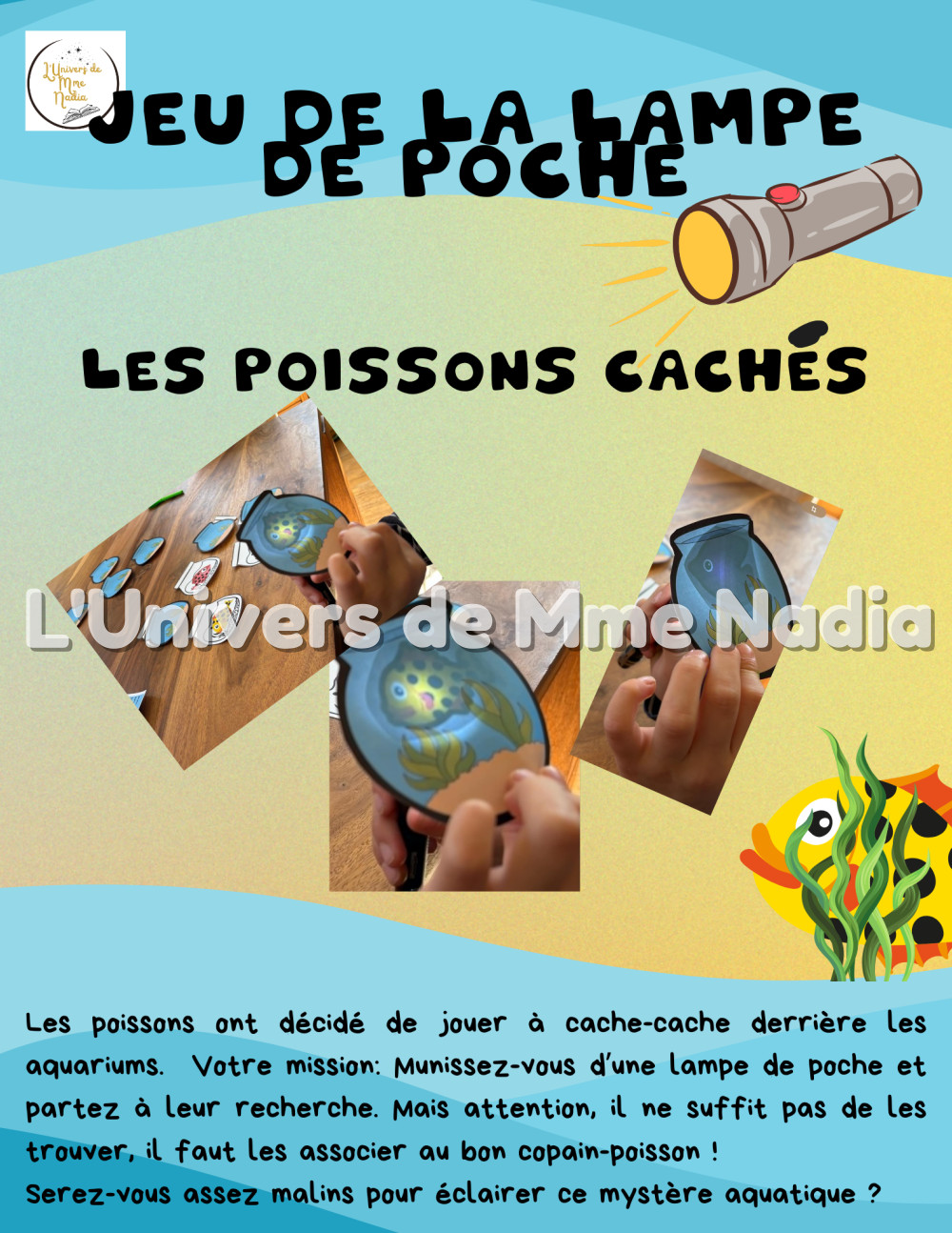 Jeu de la lampe de poche- Les poissons cachés