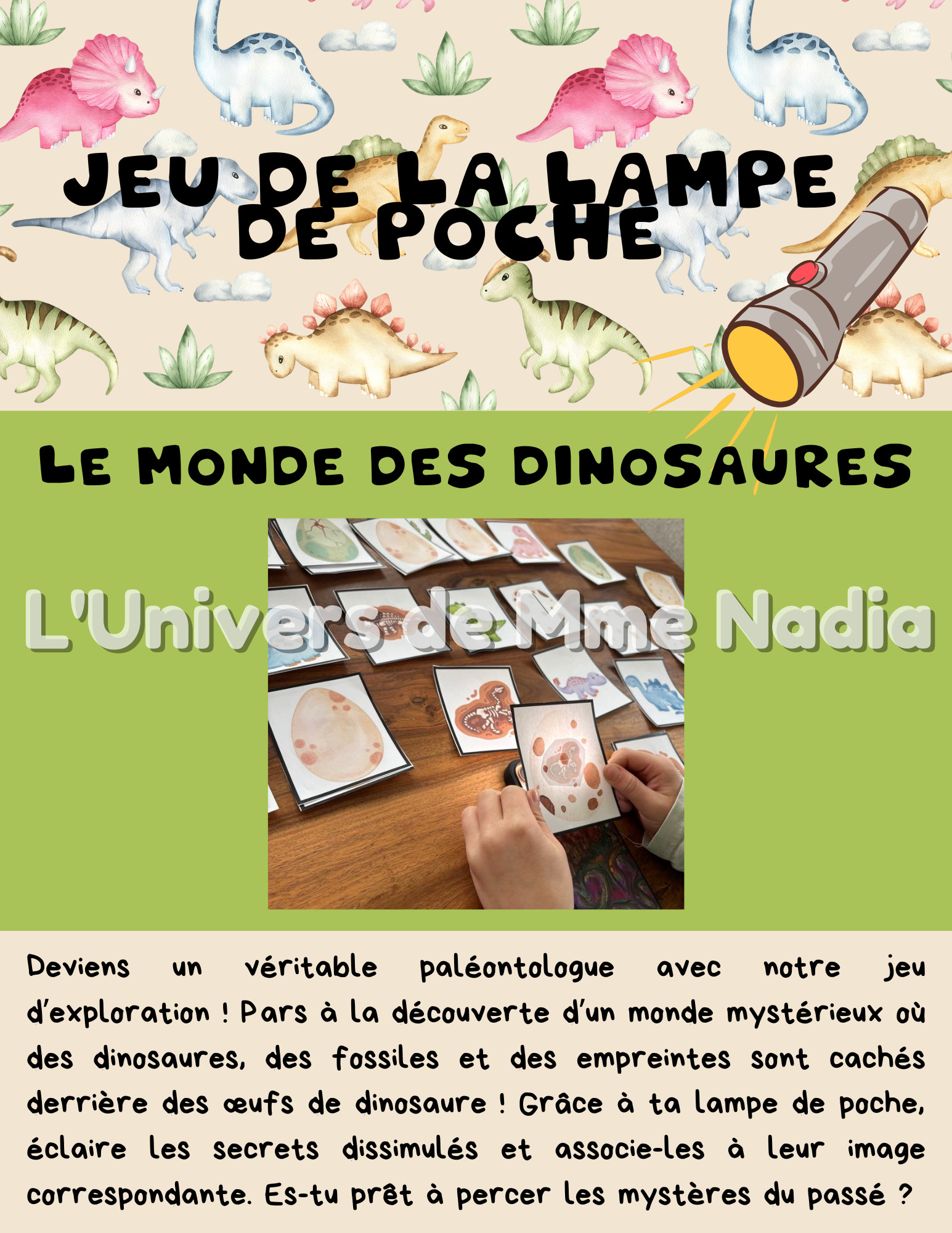 Jeu de la lampe de poche - Le monde des dinosaures