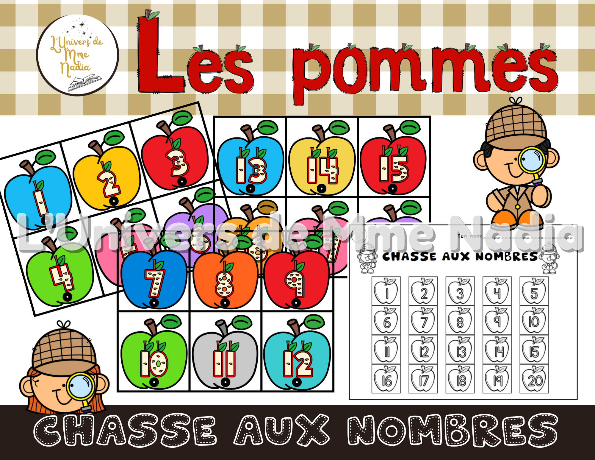 Chasse aux nombres - Thème des pommes