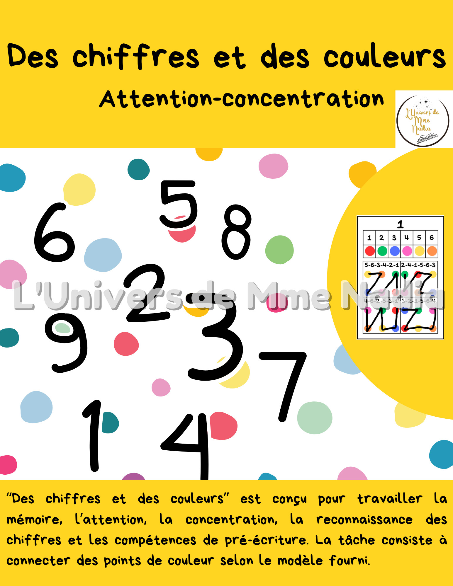 Chiffres et  Couleurs-Attention-concentration