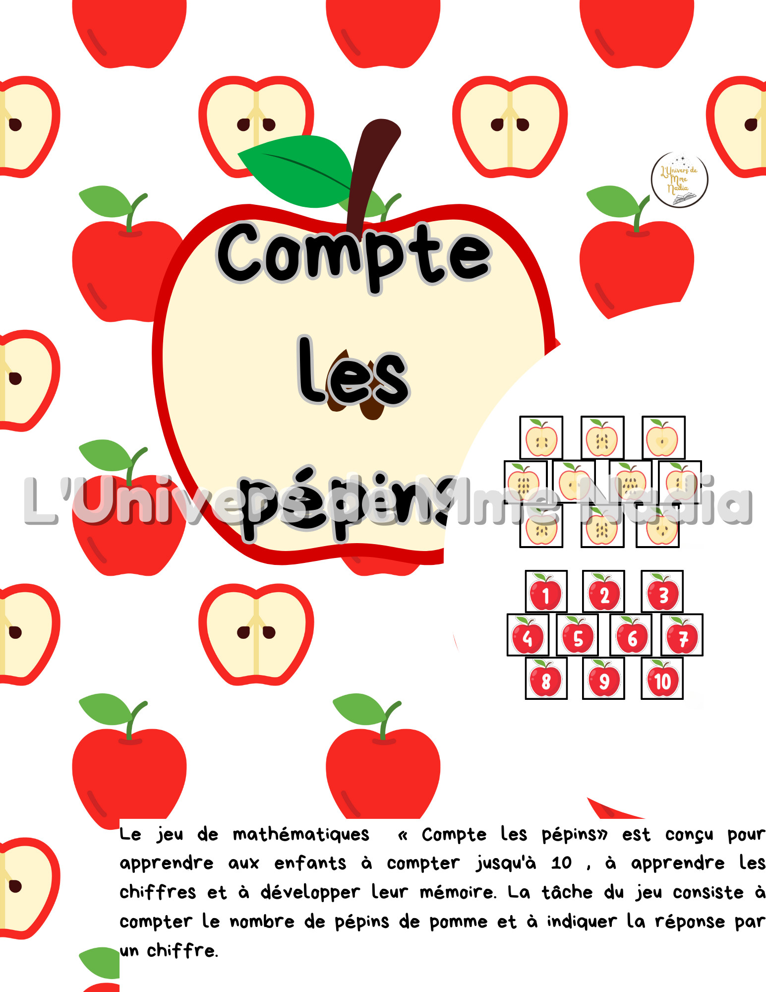 Compte les pépins-Pommes-Alimentation-Dénombrement