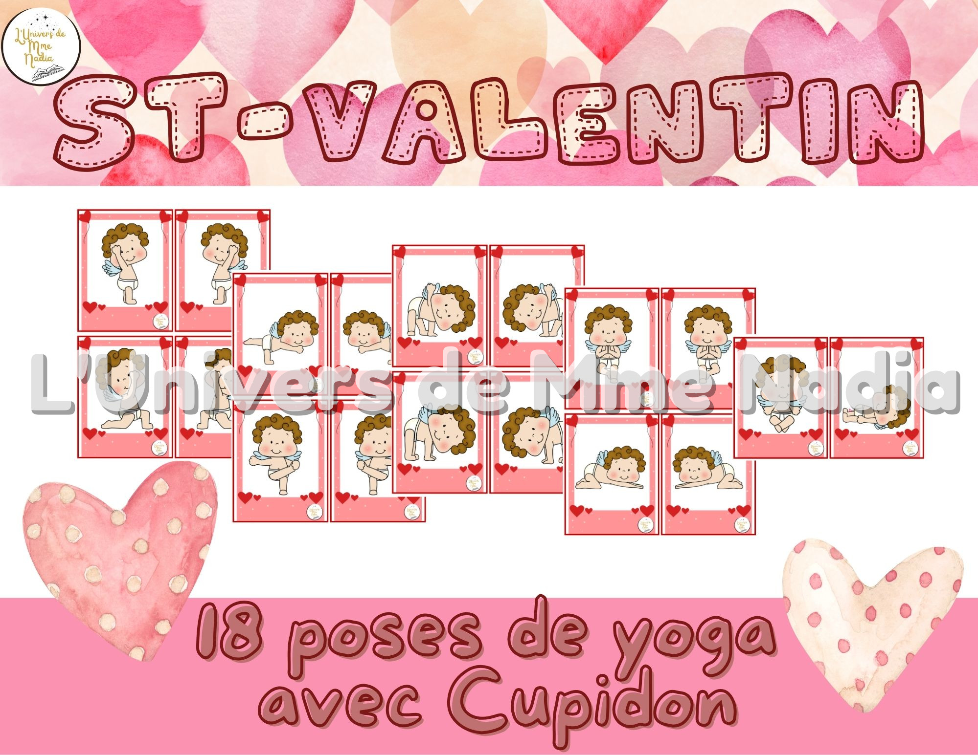 Poses de yoga avec Cupidon - Saint-Valentin