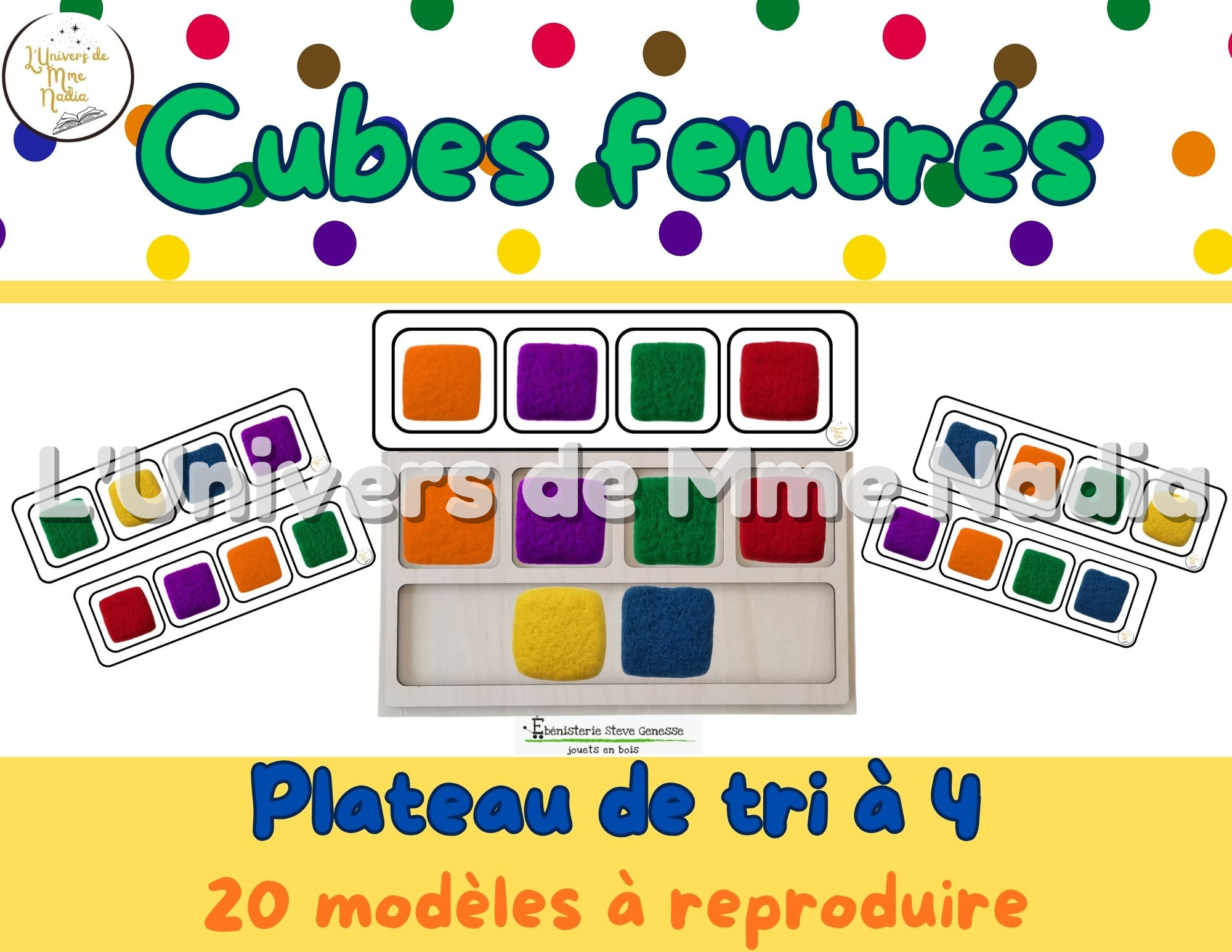 Cubes feutrés - Plateau de tri à 4